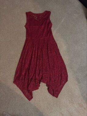 MeetJen Elegant Red Lace Fit & Flare Dress